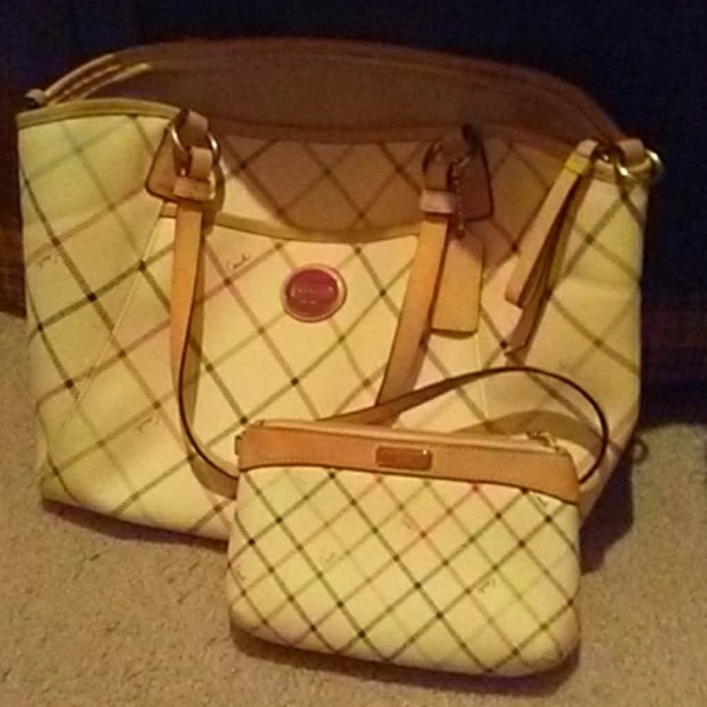 Nice multicolor coach bag and wristlet